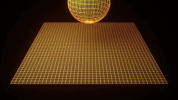 과학적 인 시공간 개념. 3d 시각화. 구 (球) 는 표면으로 떨어진다 — 비디오