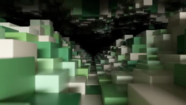 Rastgele hareket eden küplerden oluşan soyut geometrik tünel. Kusursuz 3D döngü oluşturucu — Stok video