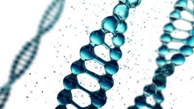 İzole edilmiş beyaz arkaplandaki suda DNA molekülü. Kusursuz 3D döngü oluşturucu