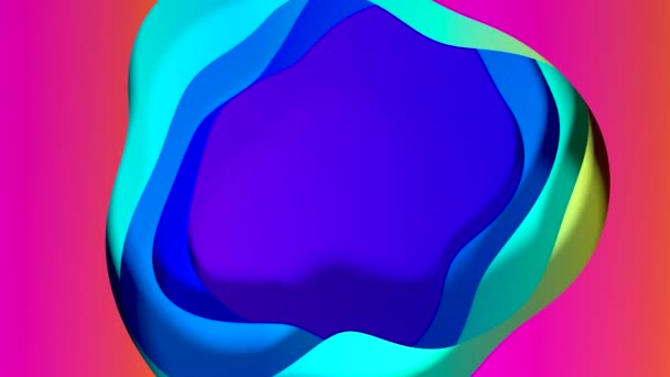 Abstract colorful background with multiple layers of wave surface with different gradients. Copy space. Childrens background. Seamless loop 3d render — Stock Video