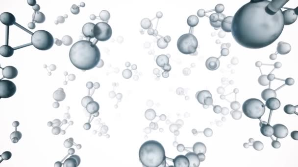 Molécula ou átomo de água, ciência ou medicina. Laço sem costura 3d render — Vídeo de Stock