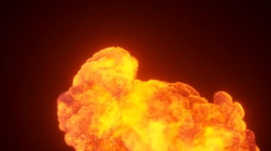 İzole edilmiş siyah bir arka planda siyah dumanlı bir bomba ya da gazın aşırı gerçekçi patlaması. Kapat.