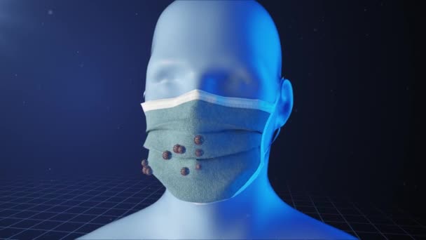 Ιατρική έννοια animation δείχνει τη σημασία της φορώντας ιατρικές μάσκες. Προστατευτικός εξοπλισμός κατά των κοβιδών-19 και άλλων αναπνευστικών ασθενειών. 3d απόδοση — Αρχείο Βίντεο