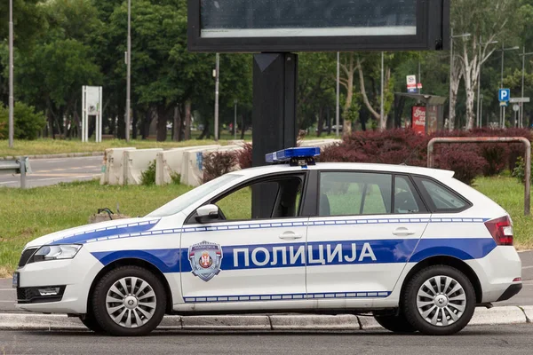 Белград Сербия Мая 2018 Года Сербский Полицейский Автомобиль Марки Skoda — стоковое фото
