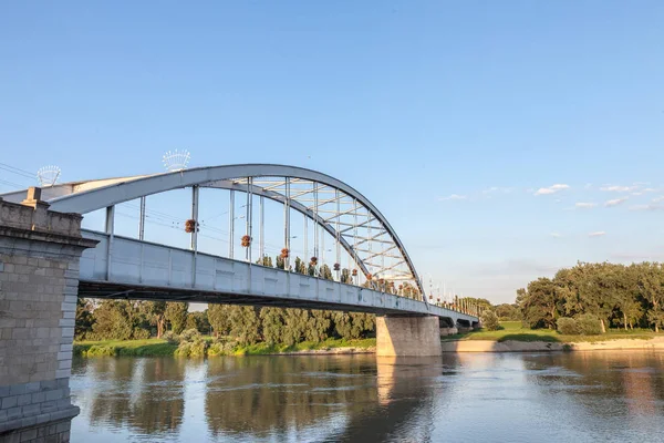 Belvarosi Сховав Моста Також Відомий Downtown Міст Річці Тиса Під — стокове фото