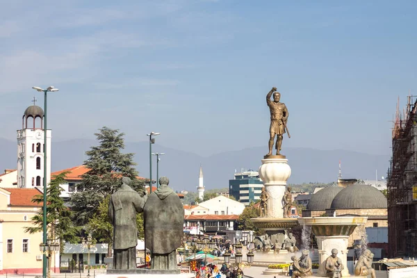 Σκόπια Μακεδονία Οκτωβρίου 2015 Άγαλμα Του Philip Macedon Αρχαίο Βασιλιά — Φωτογραφία Αρχείου
