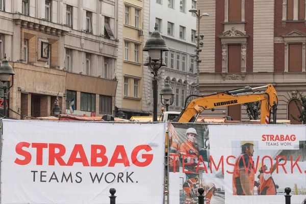 Belgrade Serbia August 2018 Strabag Logo One Construction Sites Belgrade — Stock Photo, Image