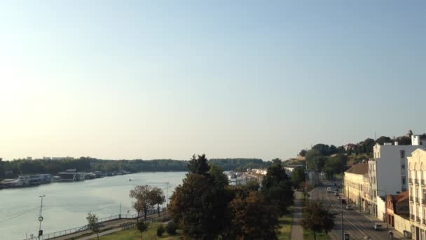 Belgrad Serbien August 2018 Blick Auf Das Ufer Der Sava — Stockvideo