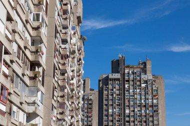 Traditionnal komünist konut Belgrad, Yeni Belgrad'ın banliyösünde. Bu tür yüksek yükselir brutalist mimari sembolleridir