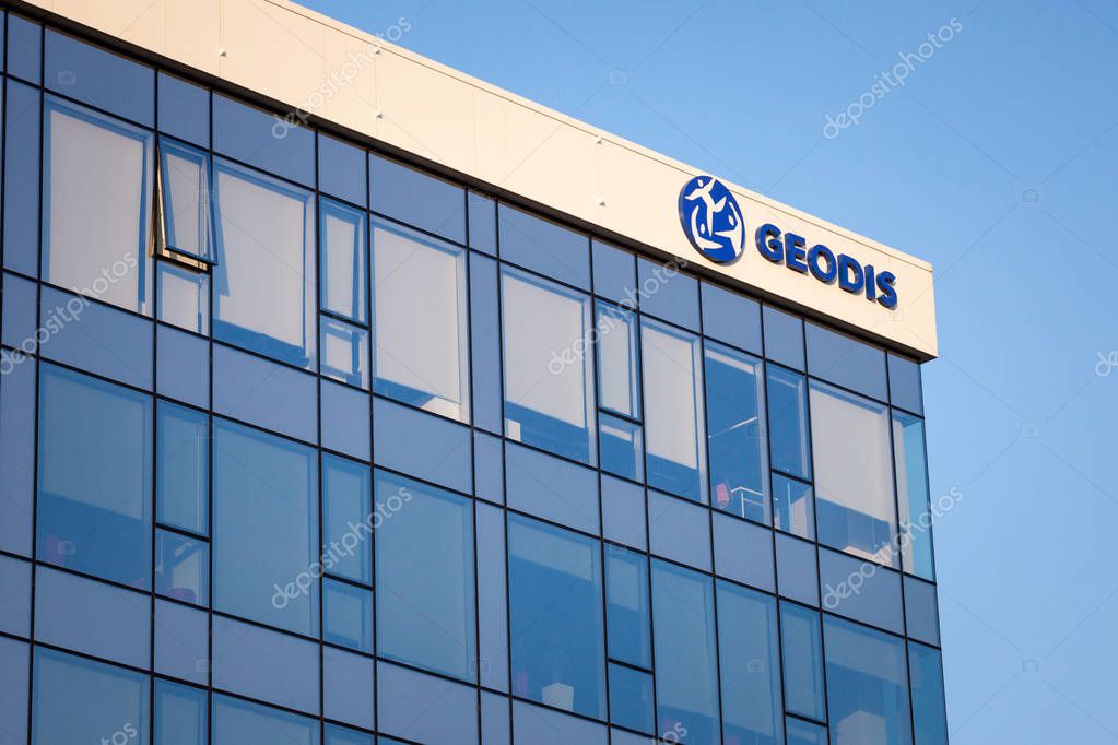 BELGRADE, SERBIA - SEPTEMBER 19, 2018: geodis logo on their main office for Serbia. Part of SNCF Group, Geodis is in charge of the freight transportation and logistics of the company