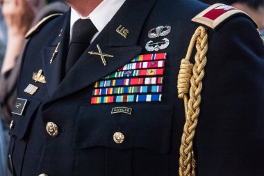 Belgrad, Sırbistan - 14 Temmuz 2018: bize Rangers'ndeki resmi üniforması üzerine kapatalım. Amerika Birleşik Devletleri Ordusu Rangers bir elit havadan hafif piyade savaş Amerika Birleşik Devletleri Ordusu içinde oluşumdur