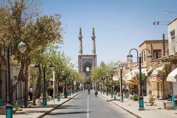 Yazd Irán Agosto 2016 Mezquita Jameh Con Sus Distintivos Minaretes — Foto de Stock