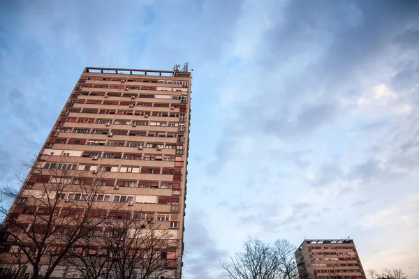 Vivienda Comunista Tradicional Suburbio Belgrado Nueva Belgrado Este Tipo Rascacielos — Foto de Stock