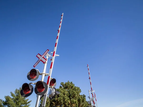 Kuzey Amerika Hemzemin Geçit Tipik Yol Işaret Şeklinde Saltire Tren — Stok fotoğraf