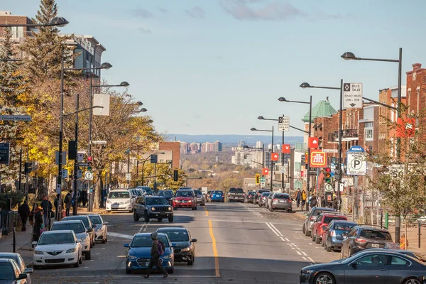 Montreal Canadá Noviembre 2018 Calle Comercial Típica Distrito Cote Des — Foto de Stock