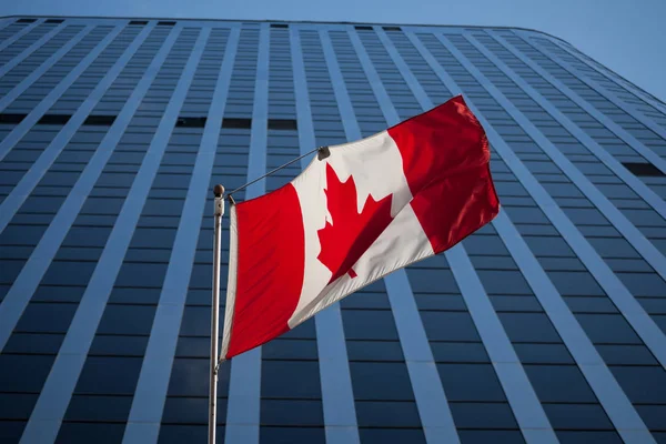 Kanadische Flagge Vor Einem Geschäftsgebäude Ottawa Ontario Kanada Ottawa Ist — Stockfoto