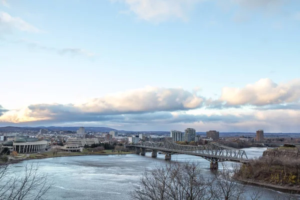 Panorama Gatineau Hull Quebec Frente Ottawa Ontario Río Outaouais Con —  Fotos de Stock