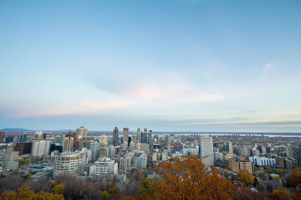 Montreal manzarası, şehir ve Mont Royal tepeden çekilen Cbd iş gökdelenler ikonik binalar ile. Quebec ana şehir ve ikinci şehir Kanada'da Montreal olduğunu
