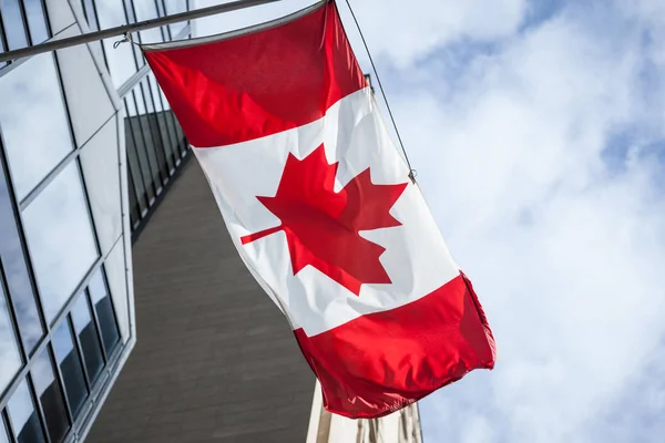 Kanadische Flagge Vor Einem Geschäftsgebäude Toronto Ontario Kanada Toronto Ist — Stockfoto