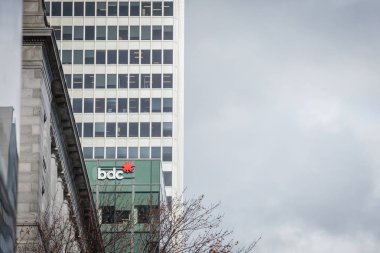 Montreal, Kanada - 7 Kasım 2018: Bdc banka merkezi Montreal, Quebec için logosuna. İş Kalkınma Bankası Kanada Kanada girişimci finansman bir bankadır