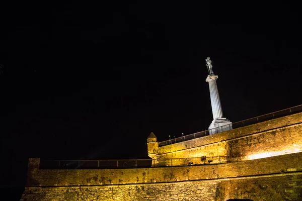 Belgrad Serbien Oktober 2014 Siegerstatue Auf Der Festung Kalemegdan Vom — Stockfoto