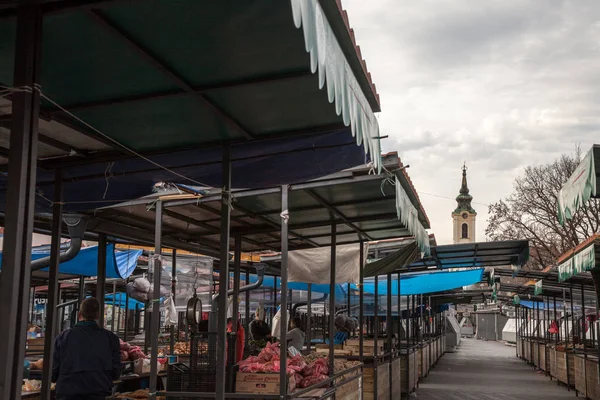 Belgrade Sırbistan Mart 2018 Yakındaki Pazarı Standları Meyve Sebze Satan — Stok fotoğraf