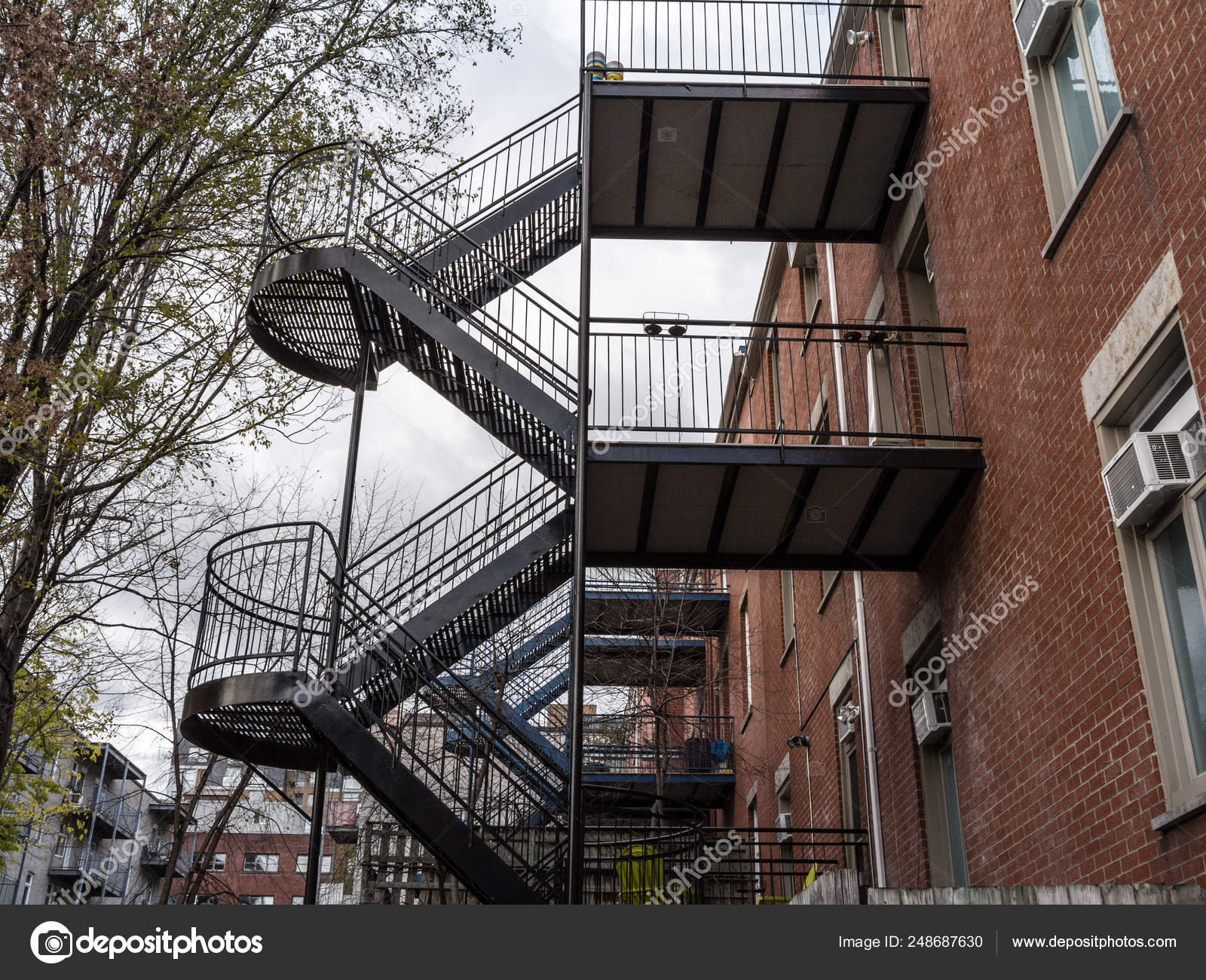 Fire Escape Stairs Ladder Metal Typical North American Modern