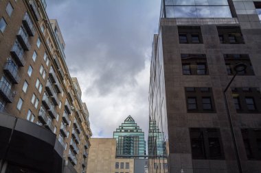 Montreal, Kanada, Quebec, Kanada Ekonomisi sembolü ana şehir merkezi iş bölgesinde alınan şehir merkezinde iş gökdelenler