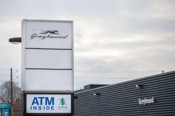 Ottawa Canadá Noviembre 2018 Logo Greyhound Frente Edificio Principal Estación — Foto de Stock