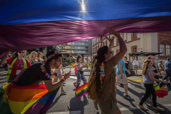 Belgrad Serbien September 2018 Massen Von Demonstranten Stehen Während Der — Stockfoto