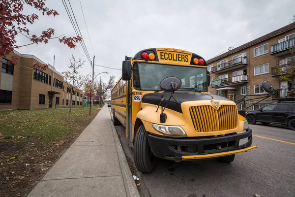 Montreal Canada November 2018 North American Yellow School Bus Parked — Stock Photo, Image