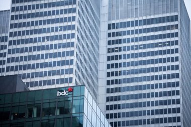 Montreal, Kanada - 3 Kasım 2018: Bdc banka merkezi Montreal, Quebec için logosuna. İş Kalkınma Bankası Kanada Kanada girişimci finansman bir bankadır