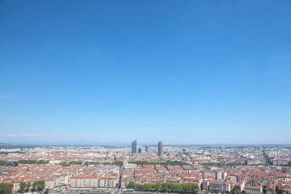 Vista Panorámica Aérea Lyon Con Horizonte Los Rascacielos Lyon Visibles —  Fotos de Stock