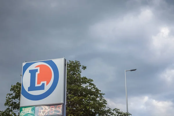 Lyon Francia Julio 2019 Logotipo Leclerc Frente Supermercado Local Lyon — Foto de Stock