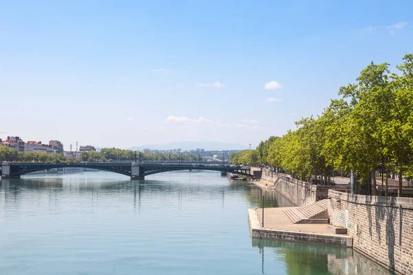 Pont Universite Ponte Lione Francia Panorama Della Riva Del Fiume — Foto Stock