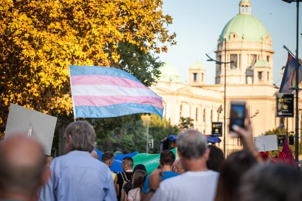 Belgrad Serbien September 2019 Die Flagge Des Transgender Stolzes Wird — Stockfoto