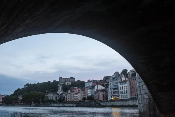 Panorama Van Rivier Saone Het Quais Saone Rivieroever Rivieroever Het — Stockfoto