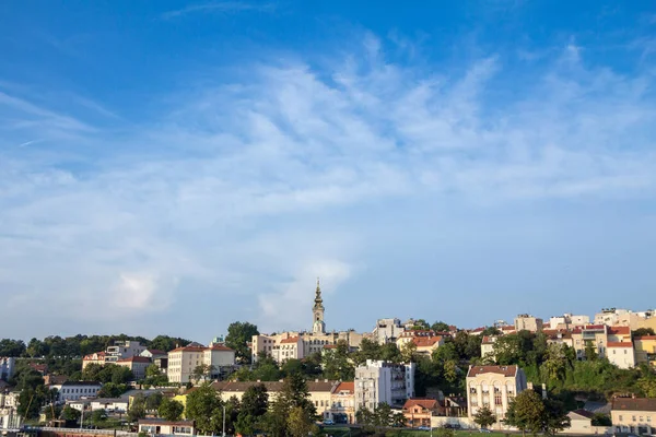 Панорама Старого Города Белграда Акцентом Свято Михайловский Собор Известный Саборна — стоковое фото