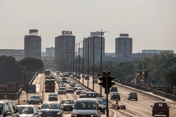 Belgrade Serbia Sierpień 2018 Korki Jam Samochodów Innych Pojazdów Brankovie — Zdjęcie stockowe