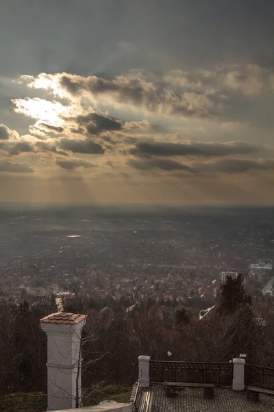 Воздушная Панорама Врсаца Воеводине Сербия Время Облачного Заката Врсацкого Брега — стоковое фото
