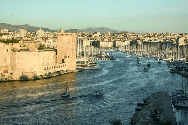 Oude Haven Van Marseille Ook Bekend Als Vieux Port Gezien — Stockfoto