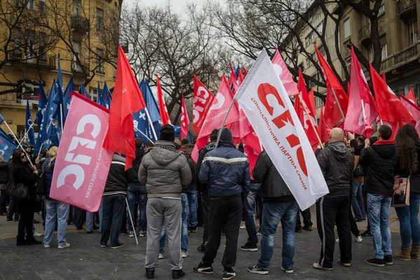 Subotica Serbia Marzo 2016 Los Partidarios Parte Socialista Serbia Vitoreando — Foto de Stock