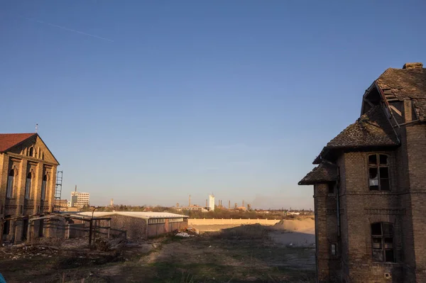 Terk Edilmiş Fabrikalar Depolar Doğu Avrupa Daki Sırbistan Pancevo Kentindeki — Stok fotoğraf