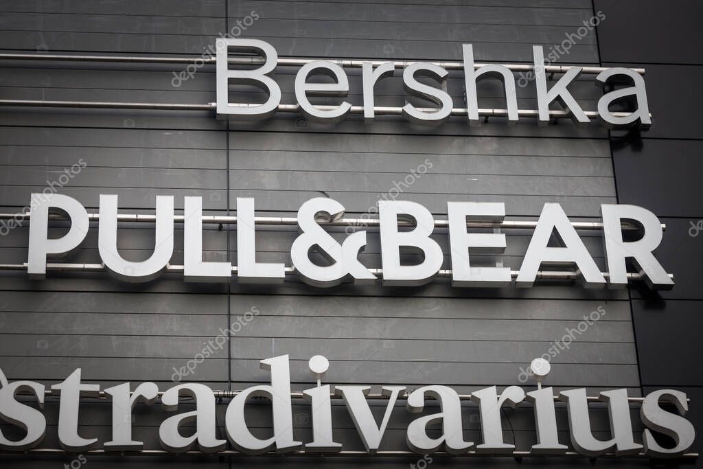 BELGRADE, SERBIA - AUGUST 19, 2020: Pull&Bear logo in front of their store for Belgrade. Pull and Bear is a Spanish chain of shops and a fashion retailer and manufacturer part of Inditex group