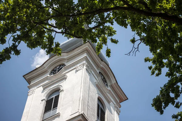 Church Clocktower Steeple Serbian Orthodox Church Alibunar Voivodina Serbia Its — Stock Photo, Image