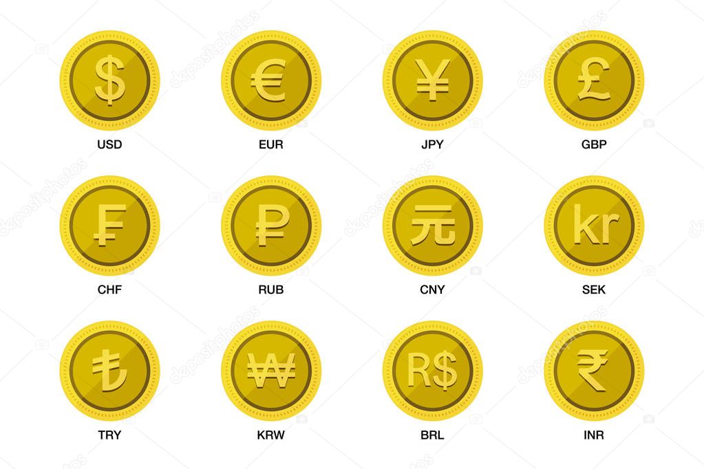 World wide money gold coin icon. Vector illustration image