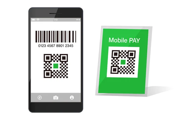 Código Pagamento Smartphone Aplicativo Tecnologia Sem Dinheiro Conceito Vetor Ilustração —  Vetores de Stock