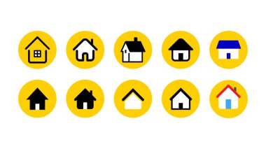 ev ve ev simgesi seti. vektör illüstrasyon görüntüsü.