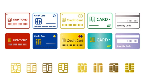 Cartão de Crédito Vector Icon Set Design Ilustração Material isolado em fundo branco — Vetor de Stock