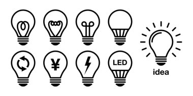 Ampul elektrik LED enerji tasarrufu vektör resimleme seti